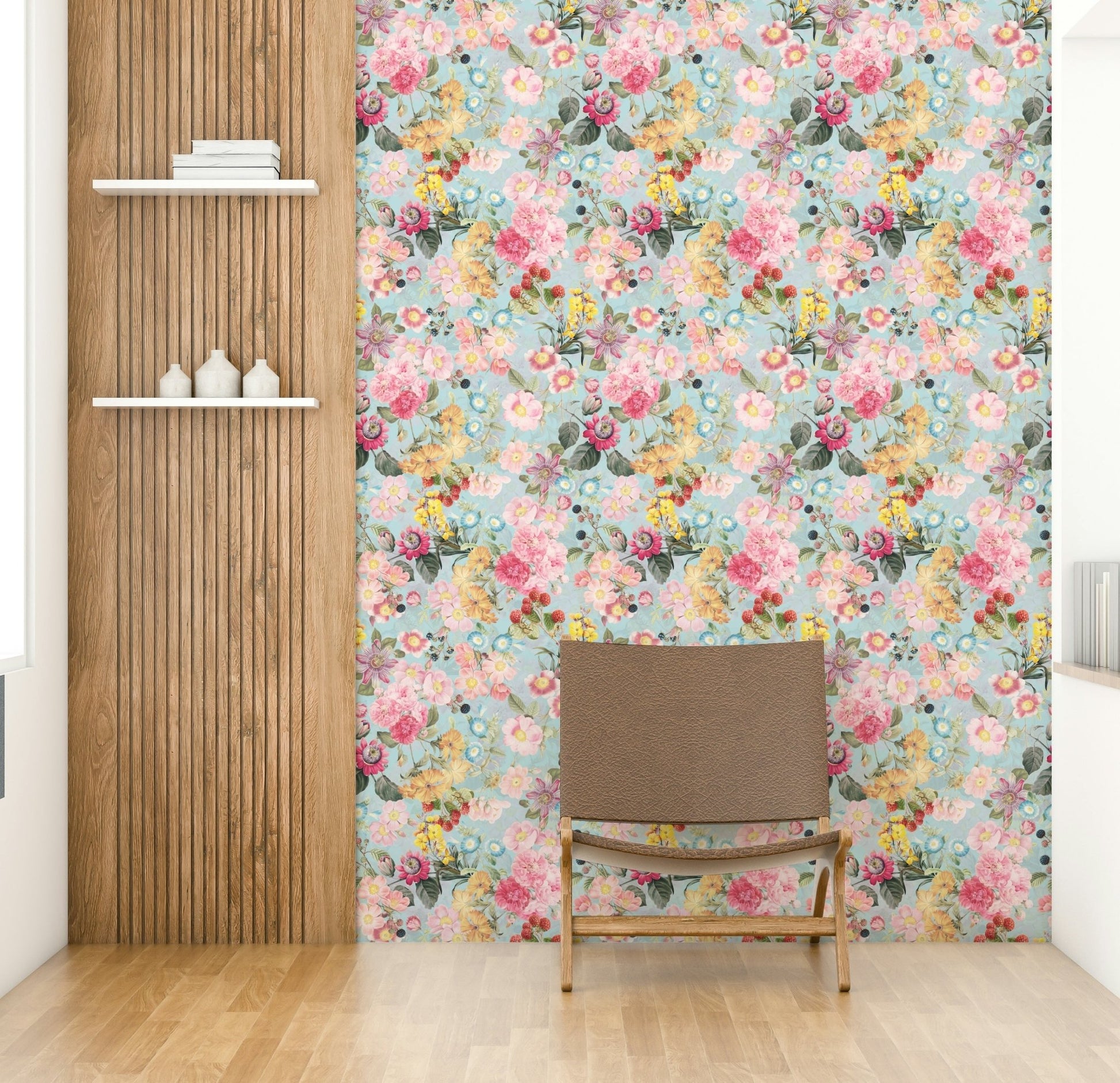 Vintage-style romantic garden wallpaper for walls

