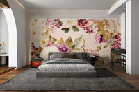 Soft floral wallpaper in garden-inspired style

