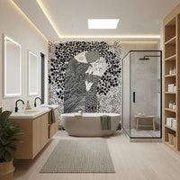 Decorative wall mural The Kiss II used as a focal point in a seating area.