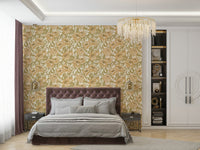 Floral mustard gold peonies wallpaper for walls

