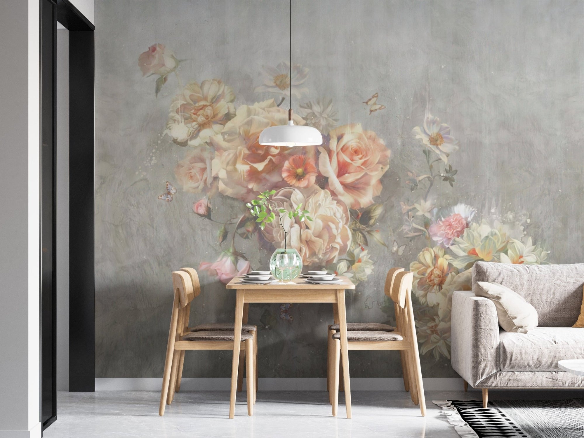"Romantic Floral Symphony with Butterflies" B491