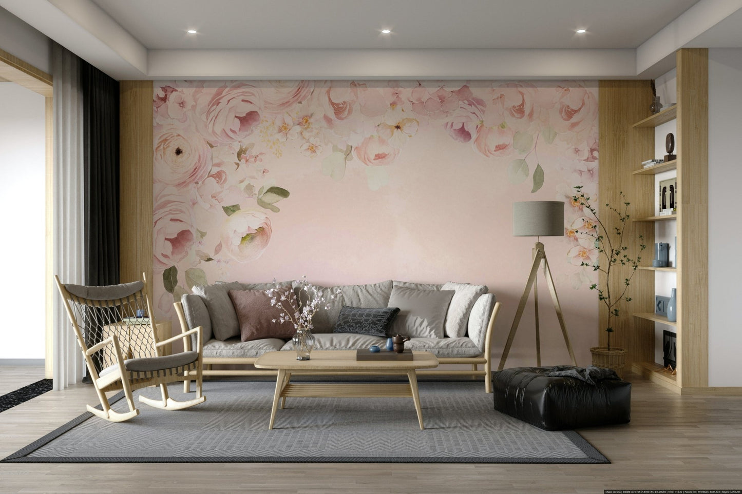 Vintage-inspired romantic rose wallpaper border design, GD1262
