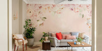 Classic romantic rose border mural with lush green leaves, GD1262