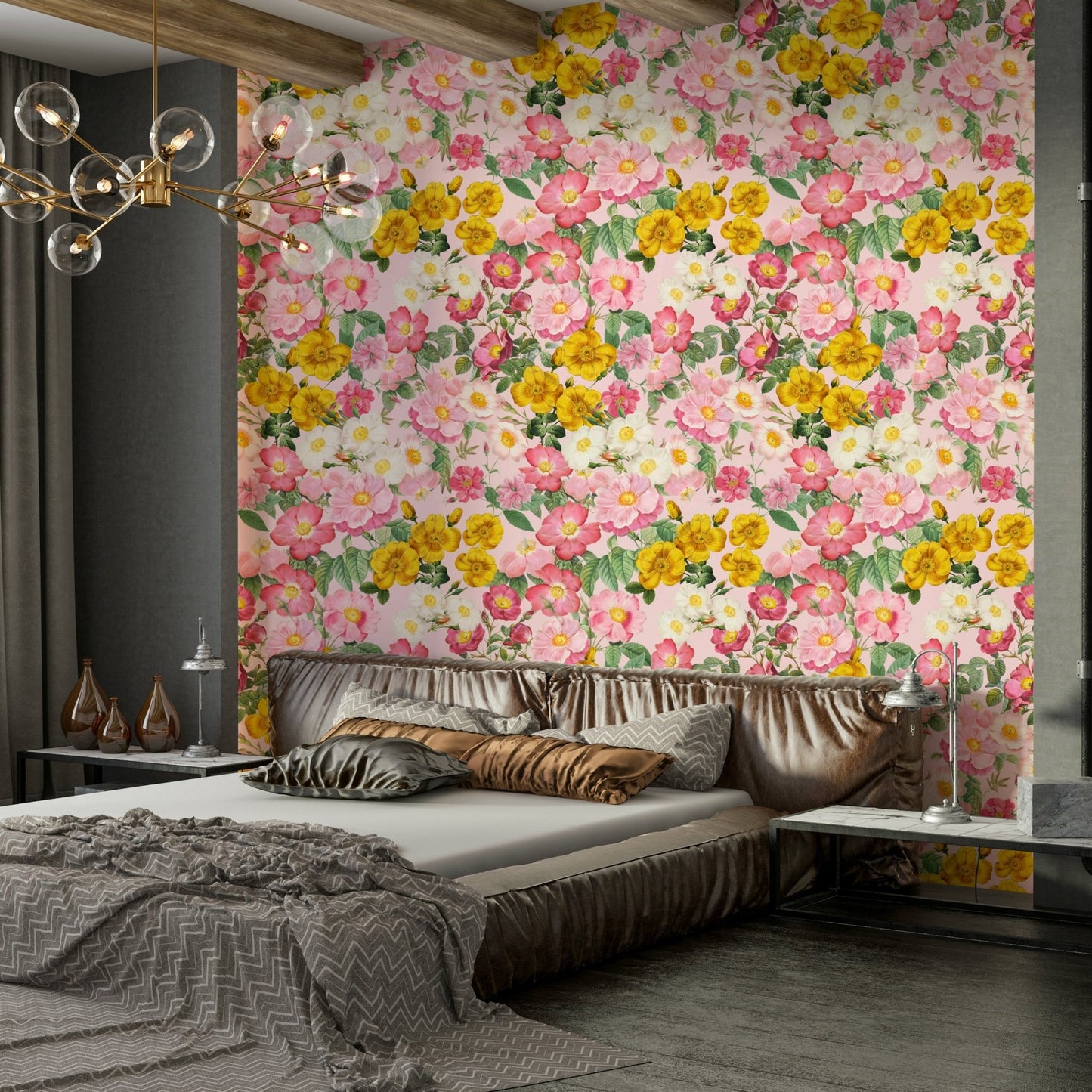 Pastel pink rose wallpaper for a serene, romantic vibe., GD1353