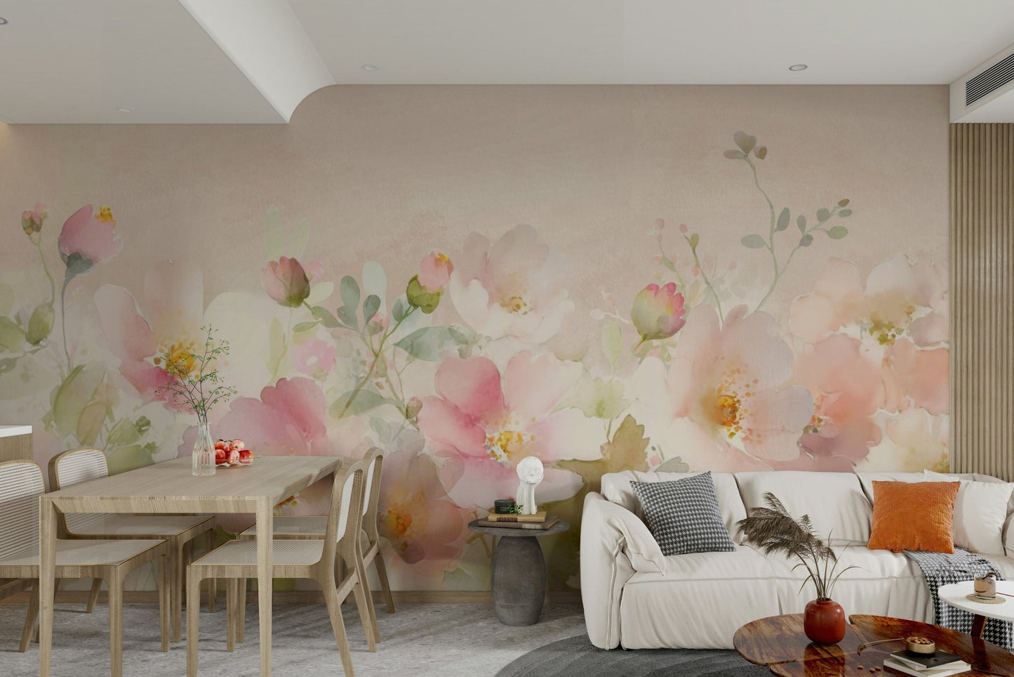 Luxury rose garden wall mural for bedroom walls.