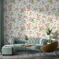 Elegant romantic rose garden wallpaper with soft hues.

