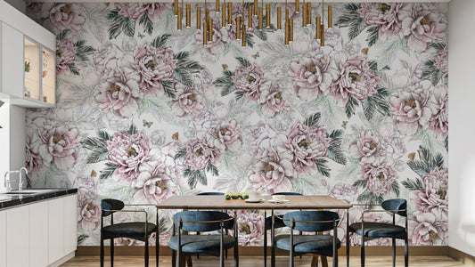 Romantic Vintage Peony Flower Wallpaper
