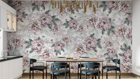 Romantic Vintage Peony Flower Wallpaper
 B702