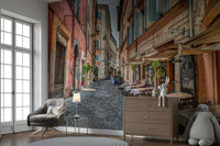 The mood is one of relaxed city life.

