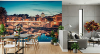 Bridge arches glow above their reflection on this Rome Reflections wall mural GD7383
