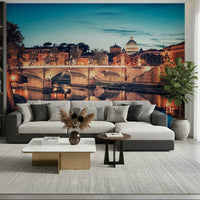 Warm lights mirror in the calm water on this Rome Reflections wall mural GD7383
