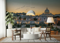 Sun-drenched ancient street wall mural for a cozy reading nook wallpaper.