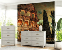 A living space feels richer with Rome's Iconic Monument wall mural beside soft lighting