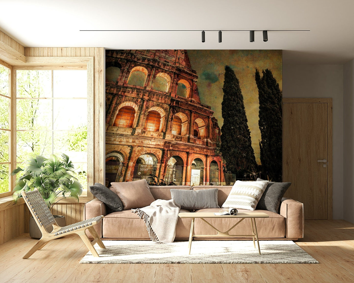 Historic stone detail gives this hallway a bold look through Rome's Iconic Monument wall mural