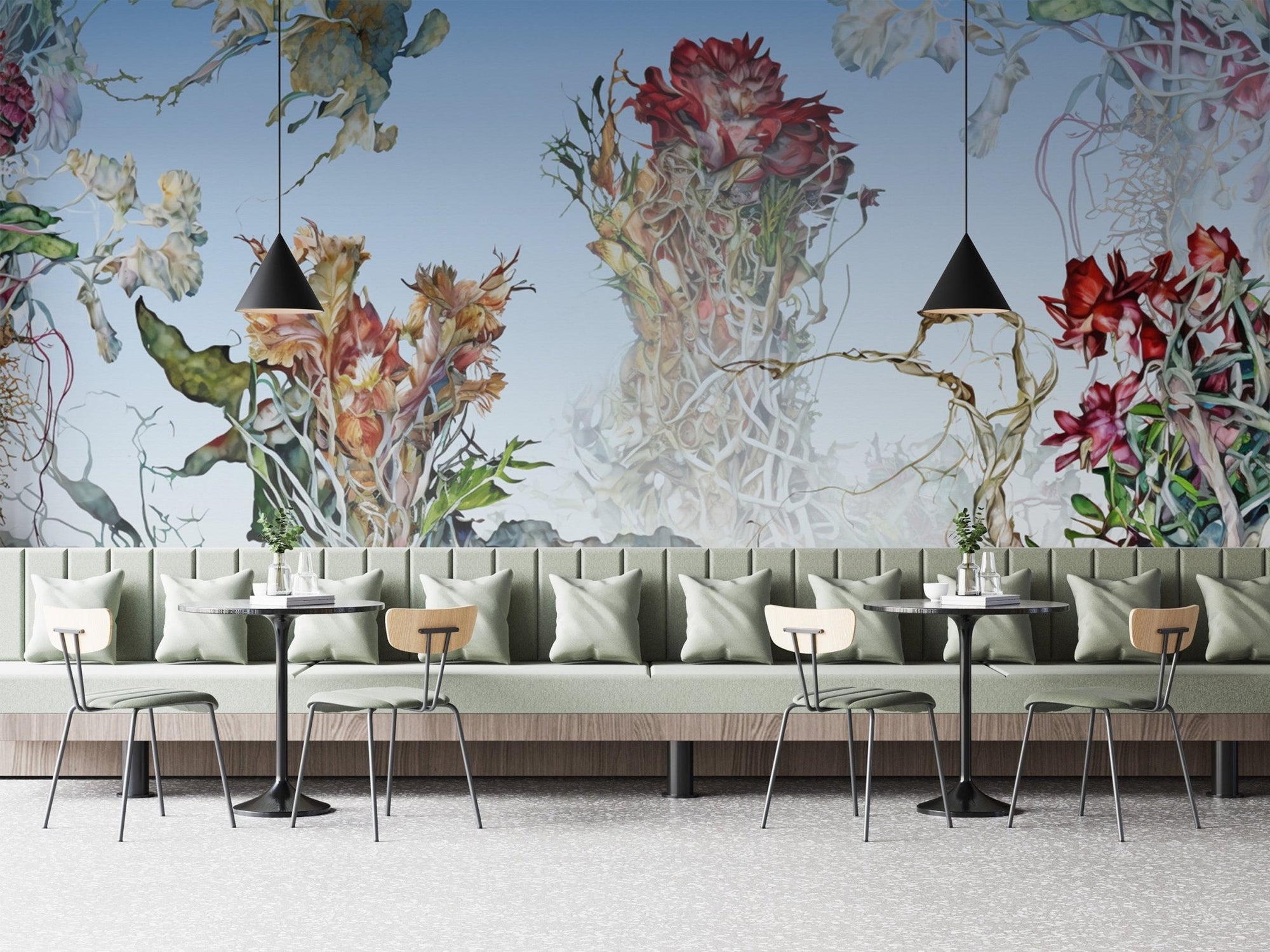 Colorful flowering roots wallpaper mural for a unique, natural look. DTIL16