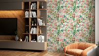 Rose and bird garden wallpaper with pink roses

