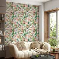 Rose blossoms and birds wallpaper for wall decor


