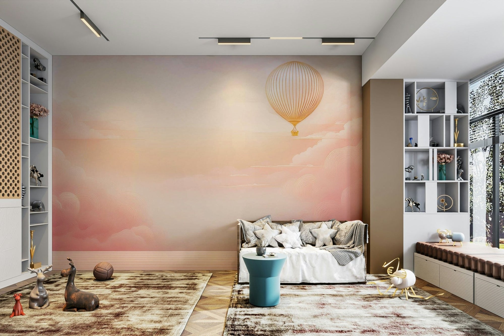 Rose Blush Sky Wall Mural for Elegant Interiors, GD1658