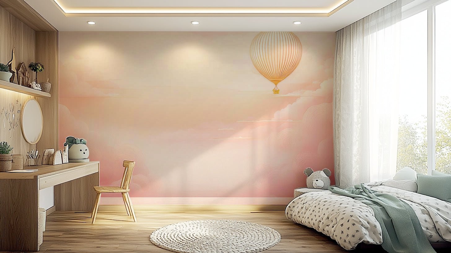 Rose Blush Sky Mural for a Soft, Elegant Touch, GD1658