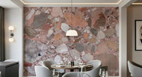 Pretty Rose Blush Terrazzo mixed aggregate wallpaper finish sheet