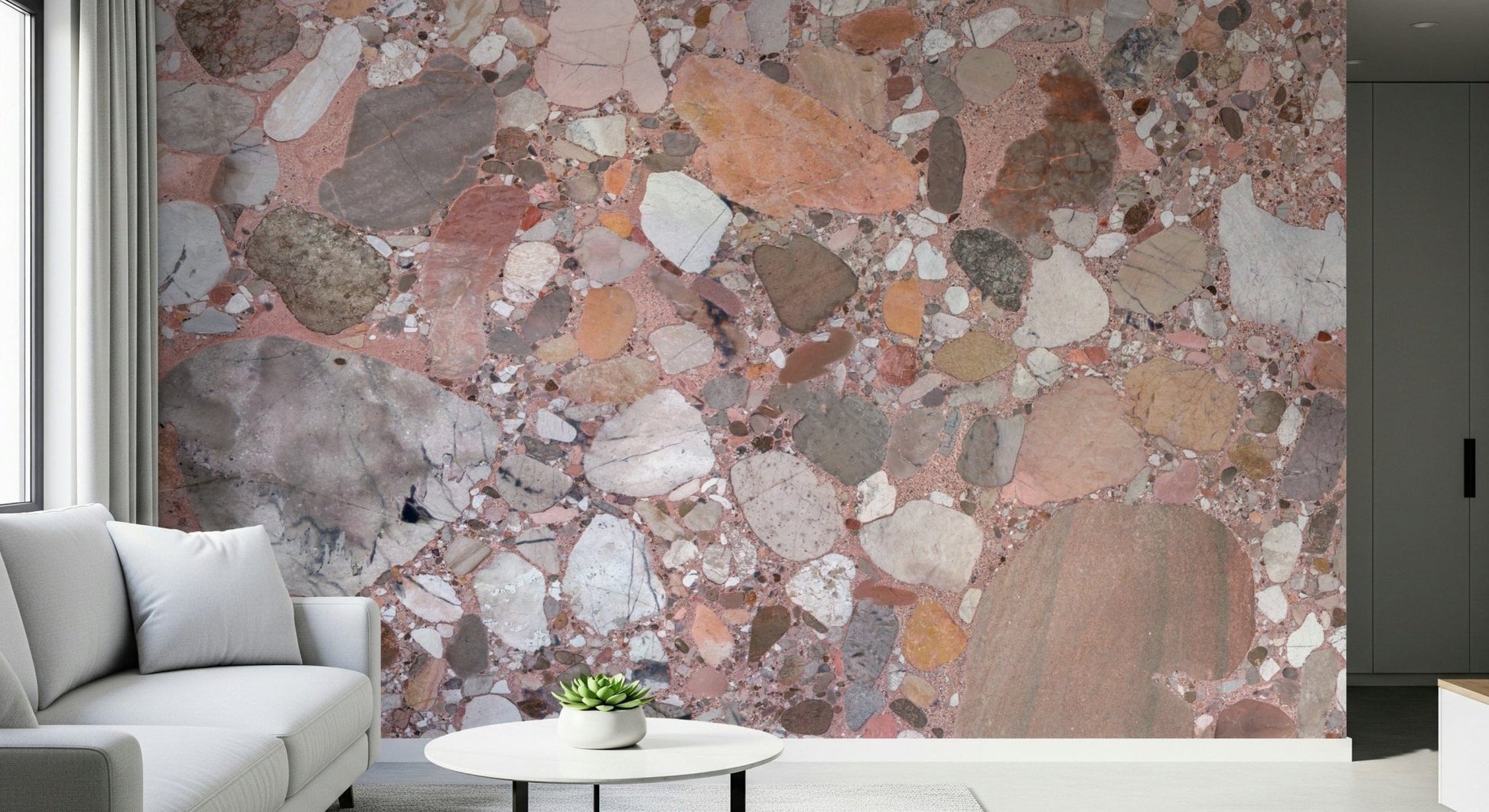 Colorful Terrazzo Tile rounded stone wall mural decorative surface