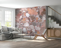 Romantic Terrazzo Tile rose hued wall mural texture look
