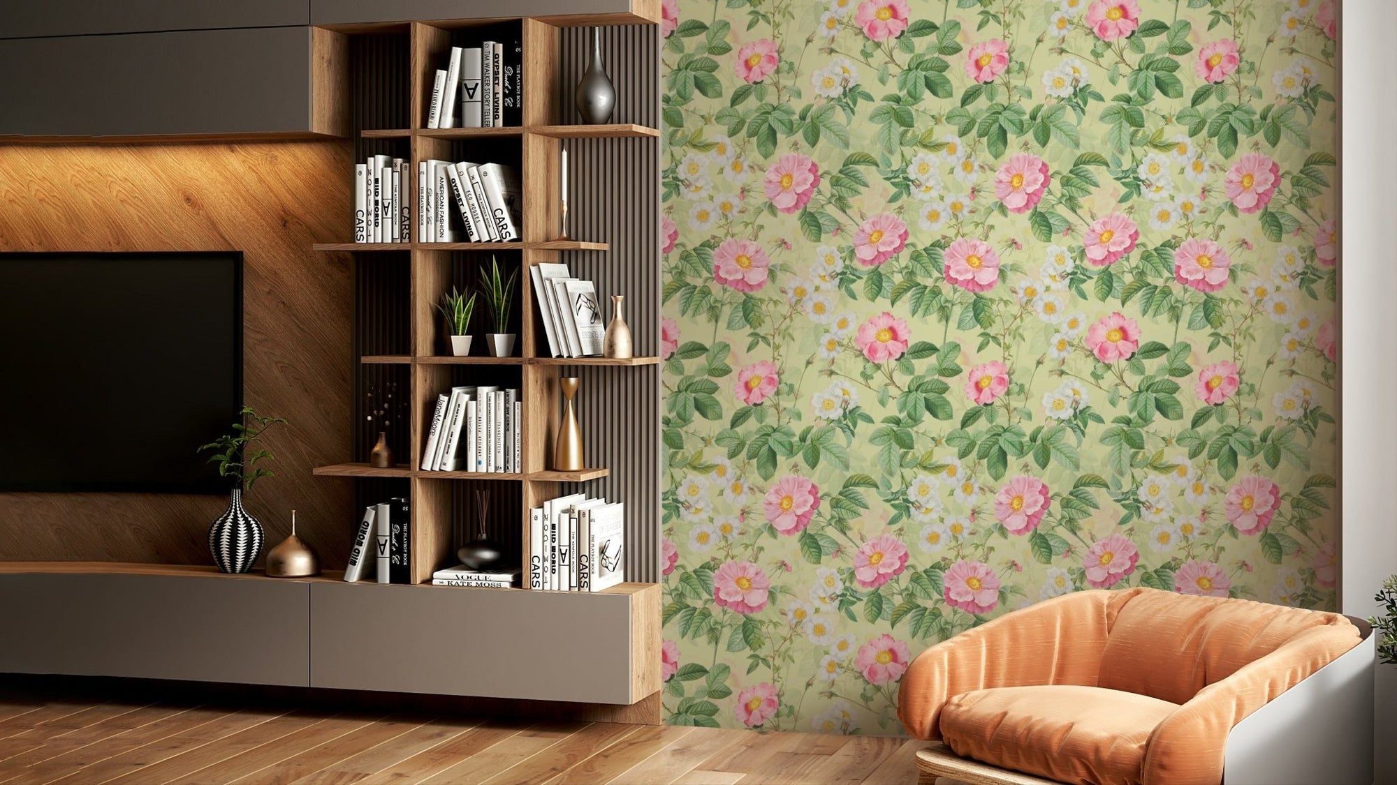 Elegant rose garden wallpaper for peaceful spaces, GD1358