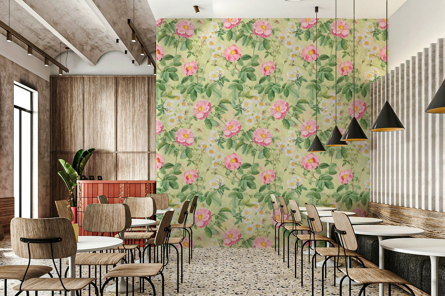 Romantic rose garden wallpaper for home decor

