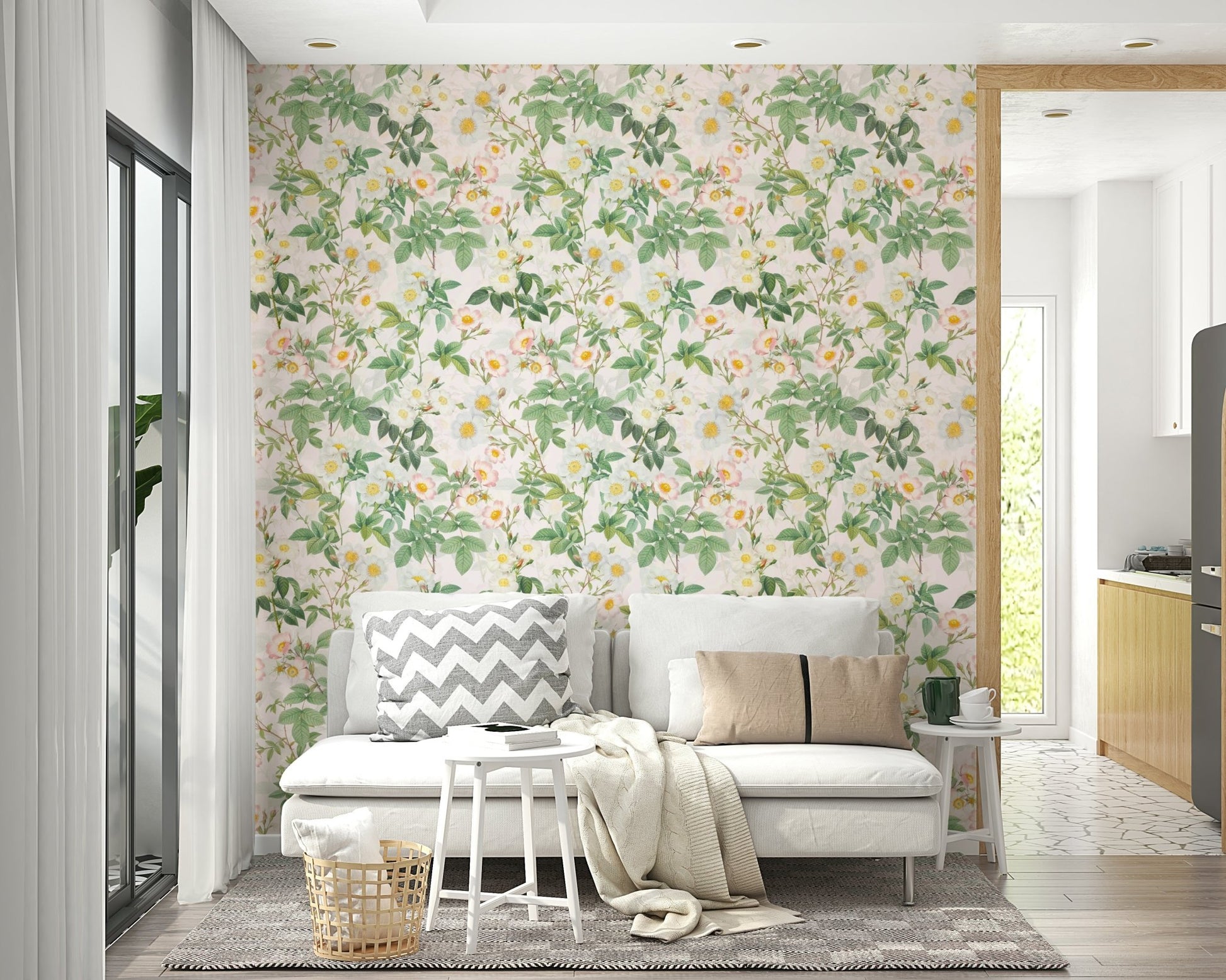 Rose Garden Reverie wallpaper featuring elegant floral motifs., GD1335