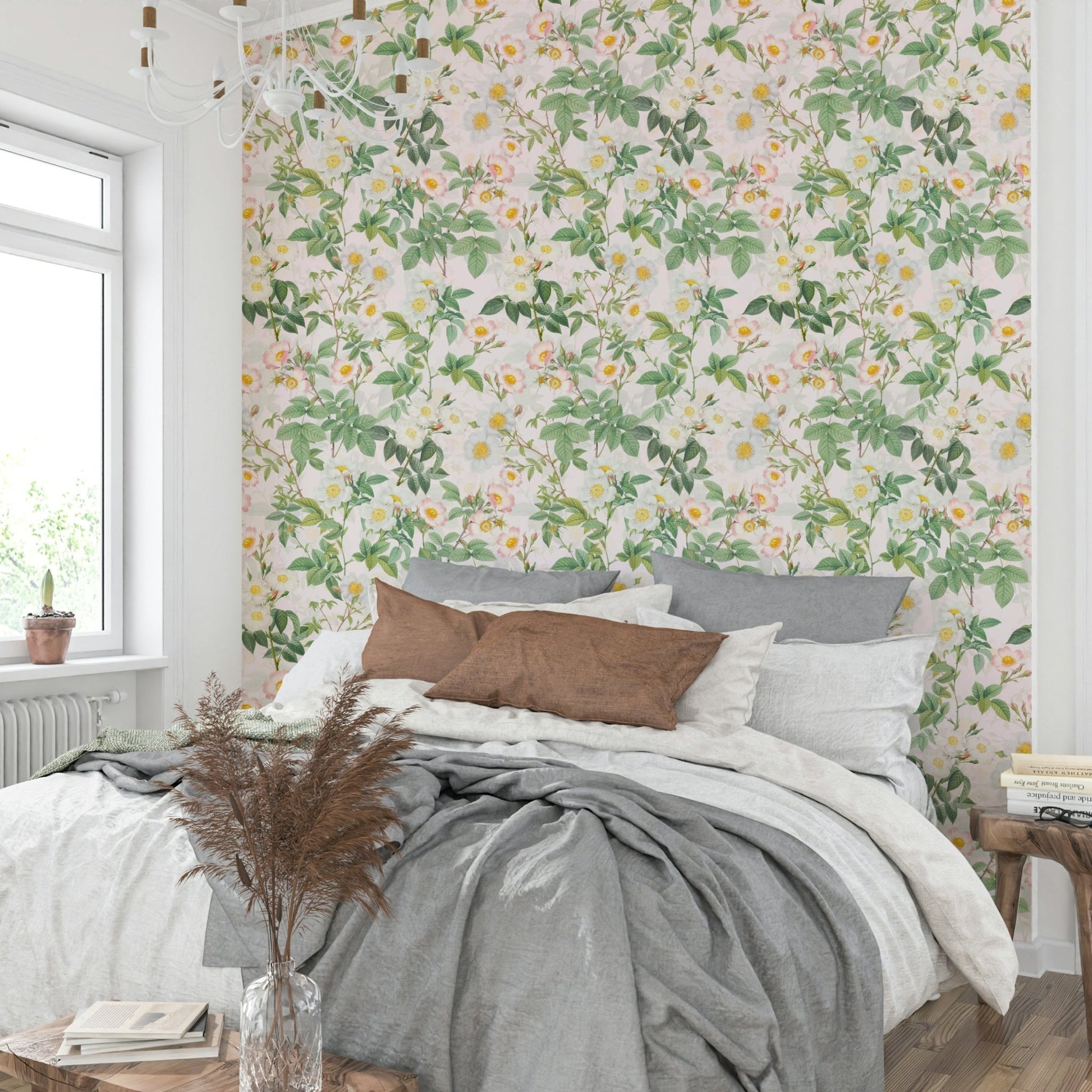 Vintage-inspired Rose Garden Reverie wallpaper for living rooms., GD1335