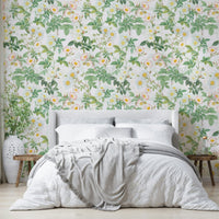 Rose Garden Reverie Wallpaper featuring soft pink blooms., GD1335