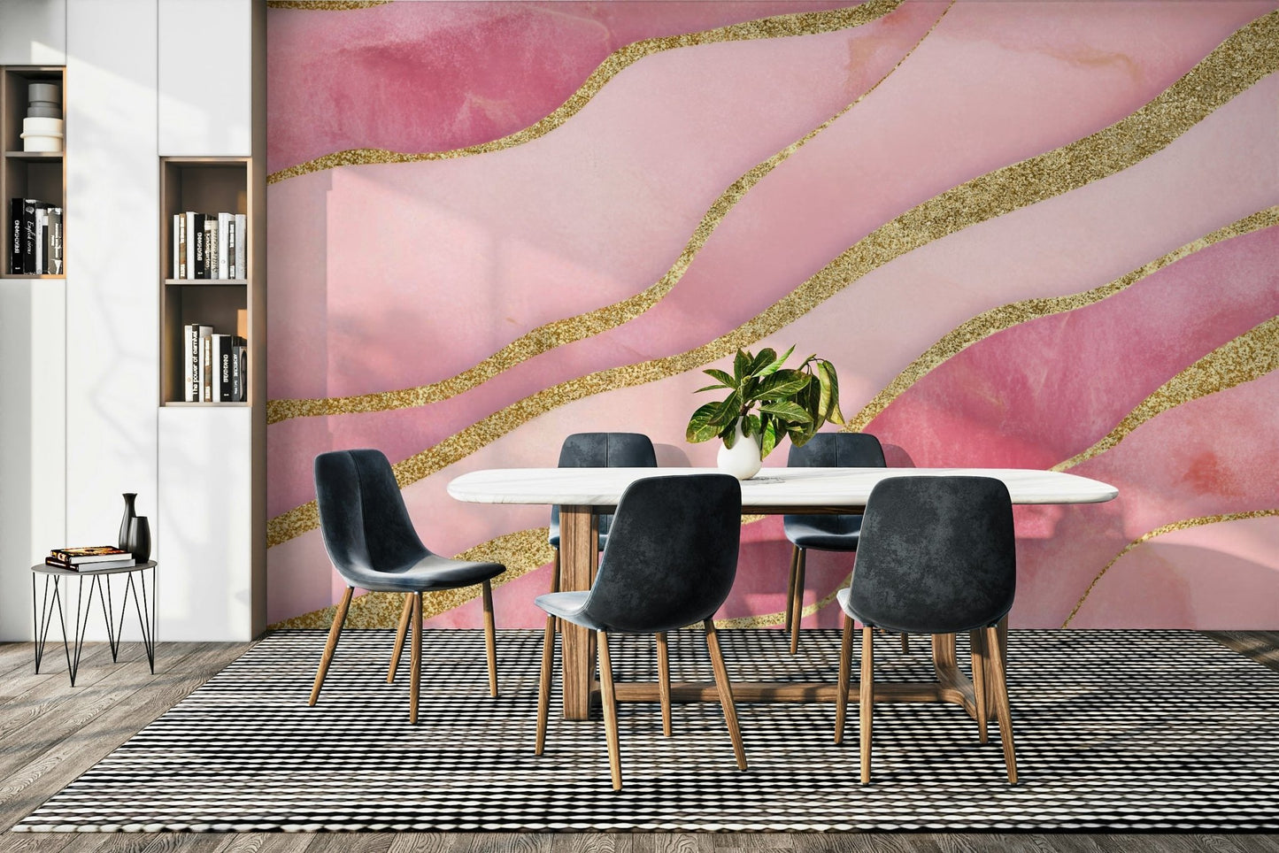 Durable wallpaper for walls with metallic accents


