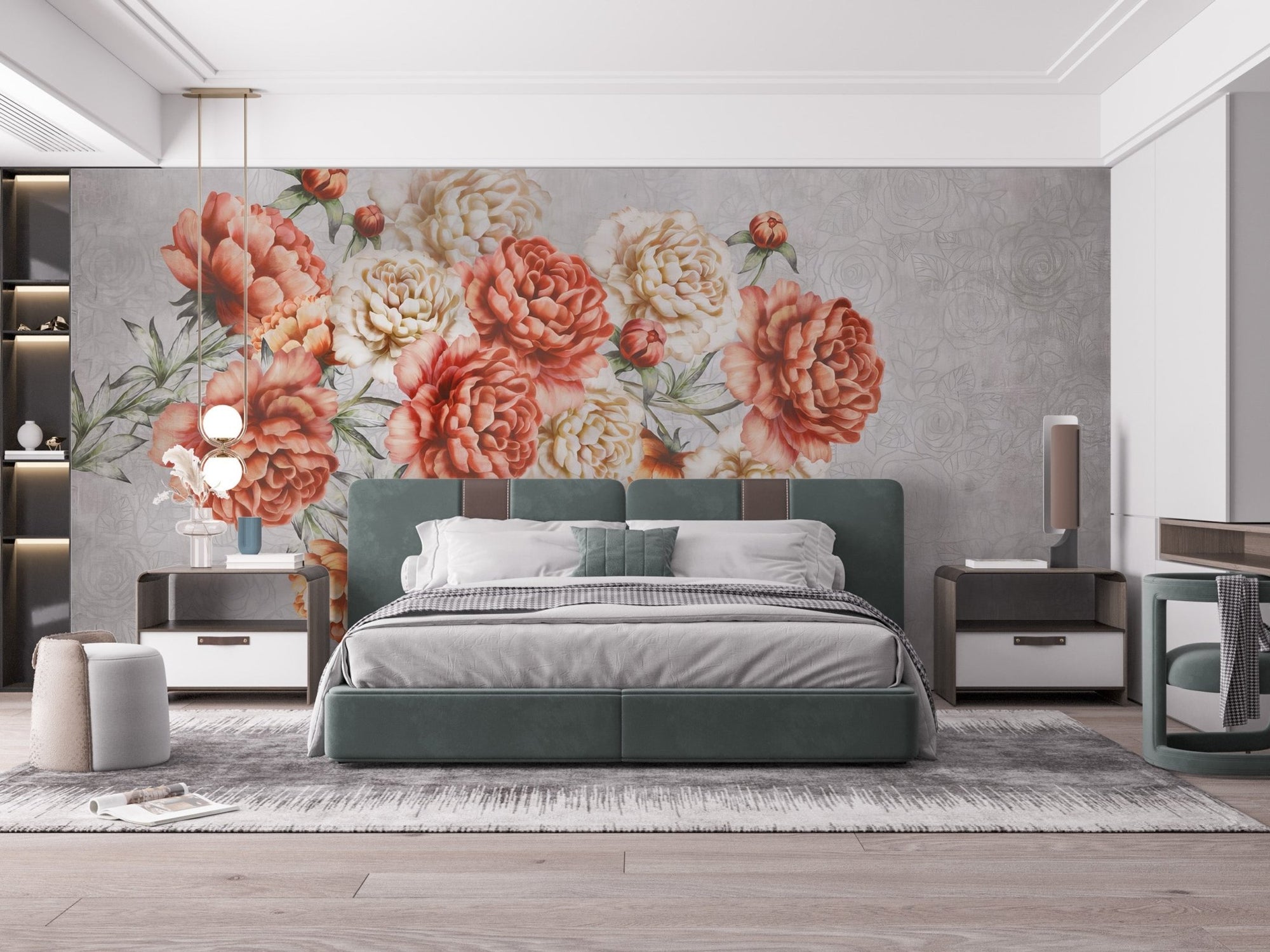 Elegant rose grace wallpaper mural design, C70