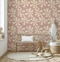 Effervescent fan-like pattern, Rose Petal Pop wall mural.