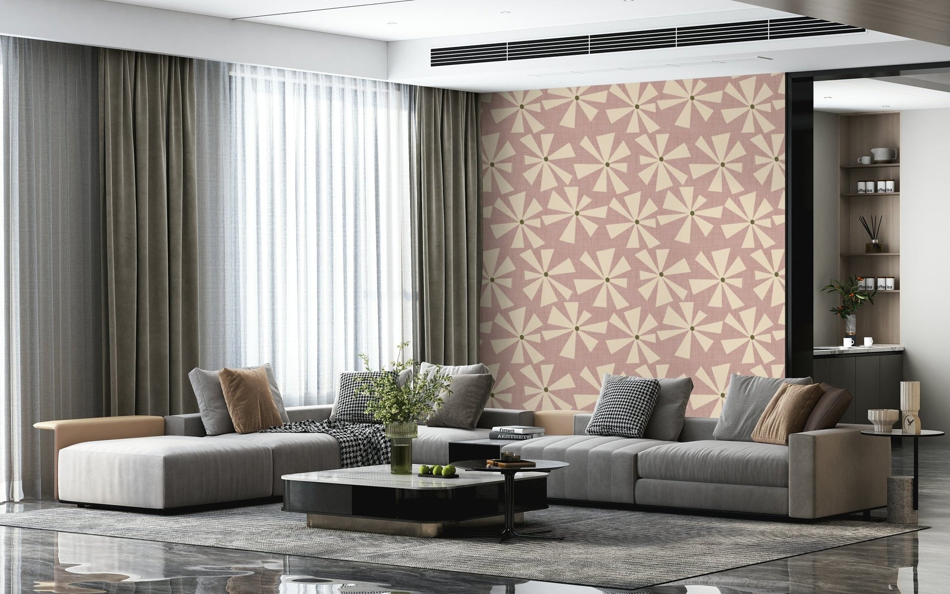 Halcyon Rose Petal Pop Wallpaper, a luminescent wallcovering.