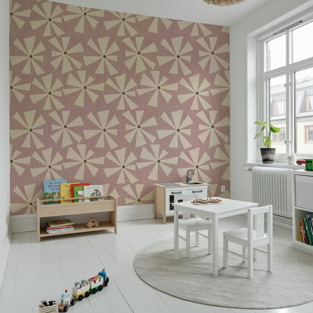 Mellifluous blush-toned Rose Petal Pop peel and stick wallpaper.