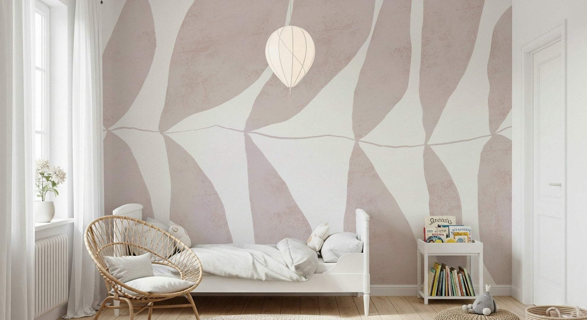 A contemplative floral pattern wallpaper mural for a feature wall.