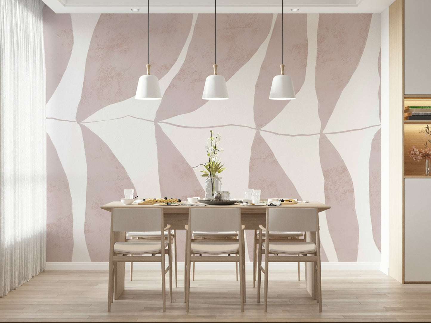 A serene abstract flower wall mural for your decor.