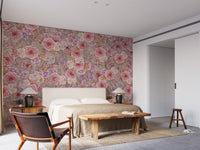 Watercolor roses floral mural for walls

