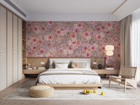 Elegant pink roses floral wallpaper design
