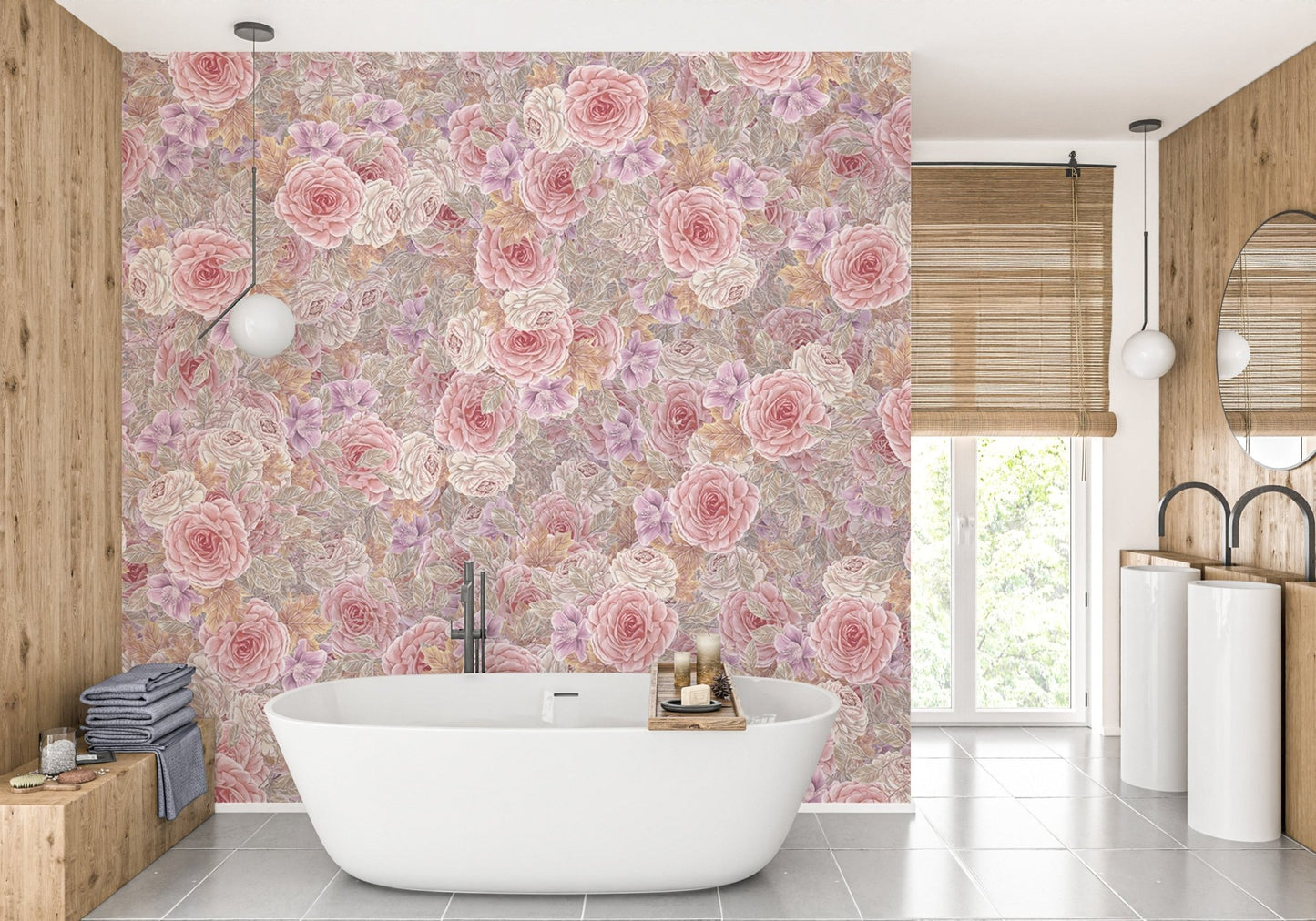 Watercolor pink roses floral wall art
