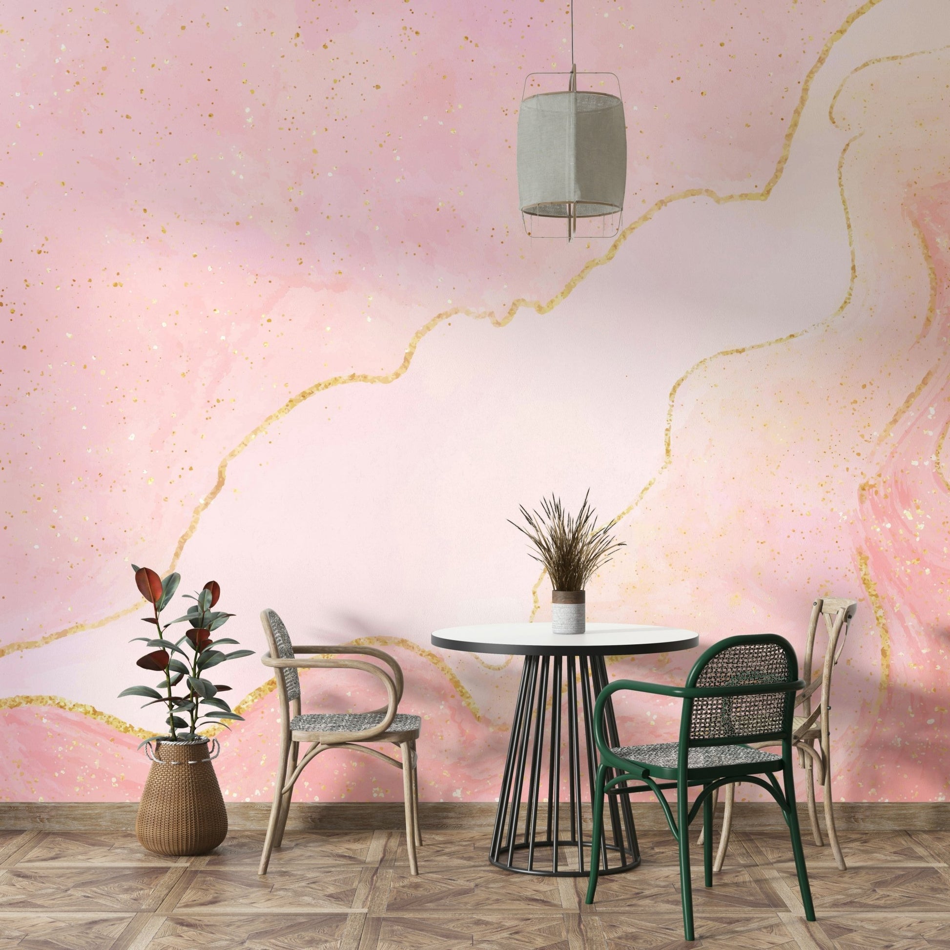 Soft, translucent hues of blush pink.

