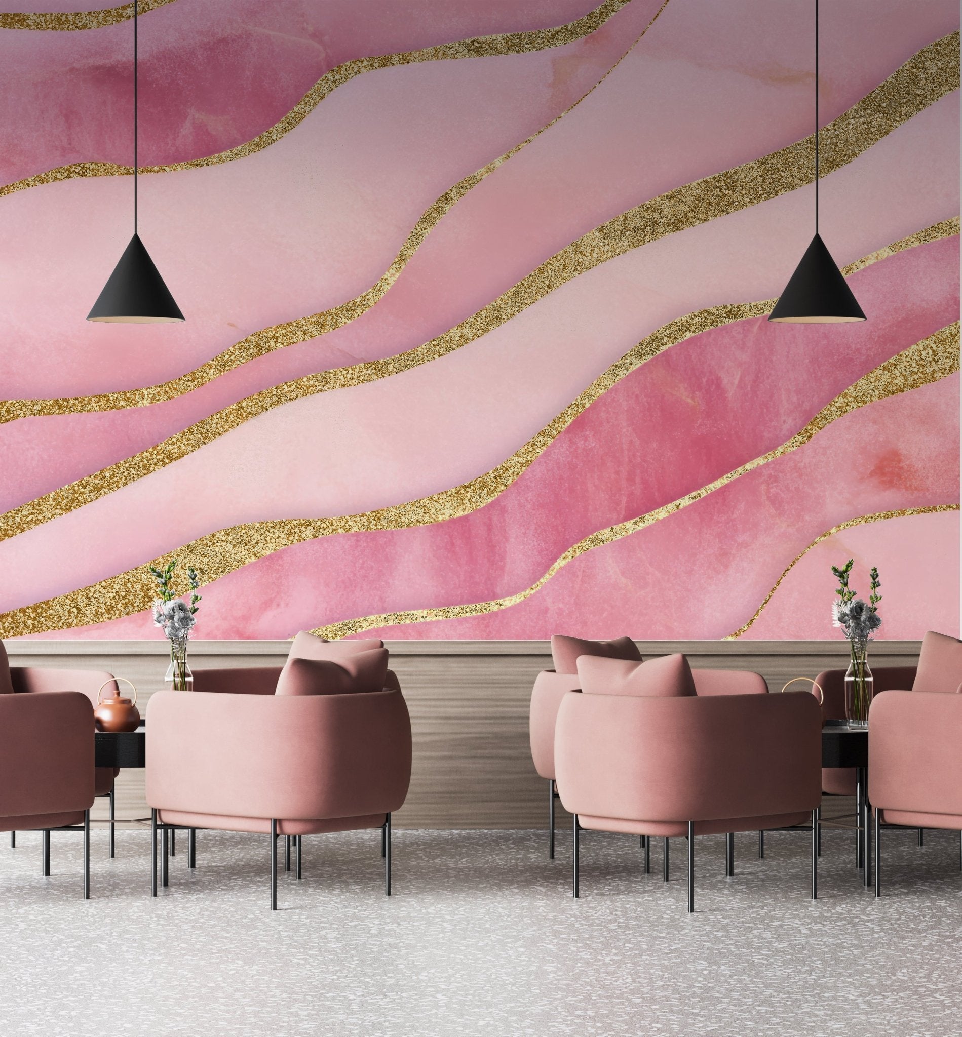 Abstract rose quartz wallpaper with shimmering accents

