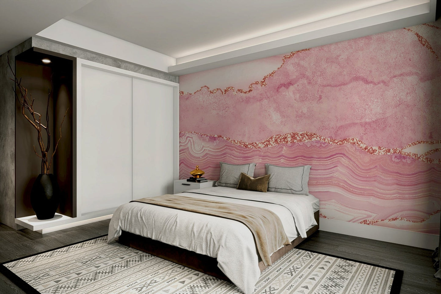 Rose Quartz Sparkle Wall Mural