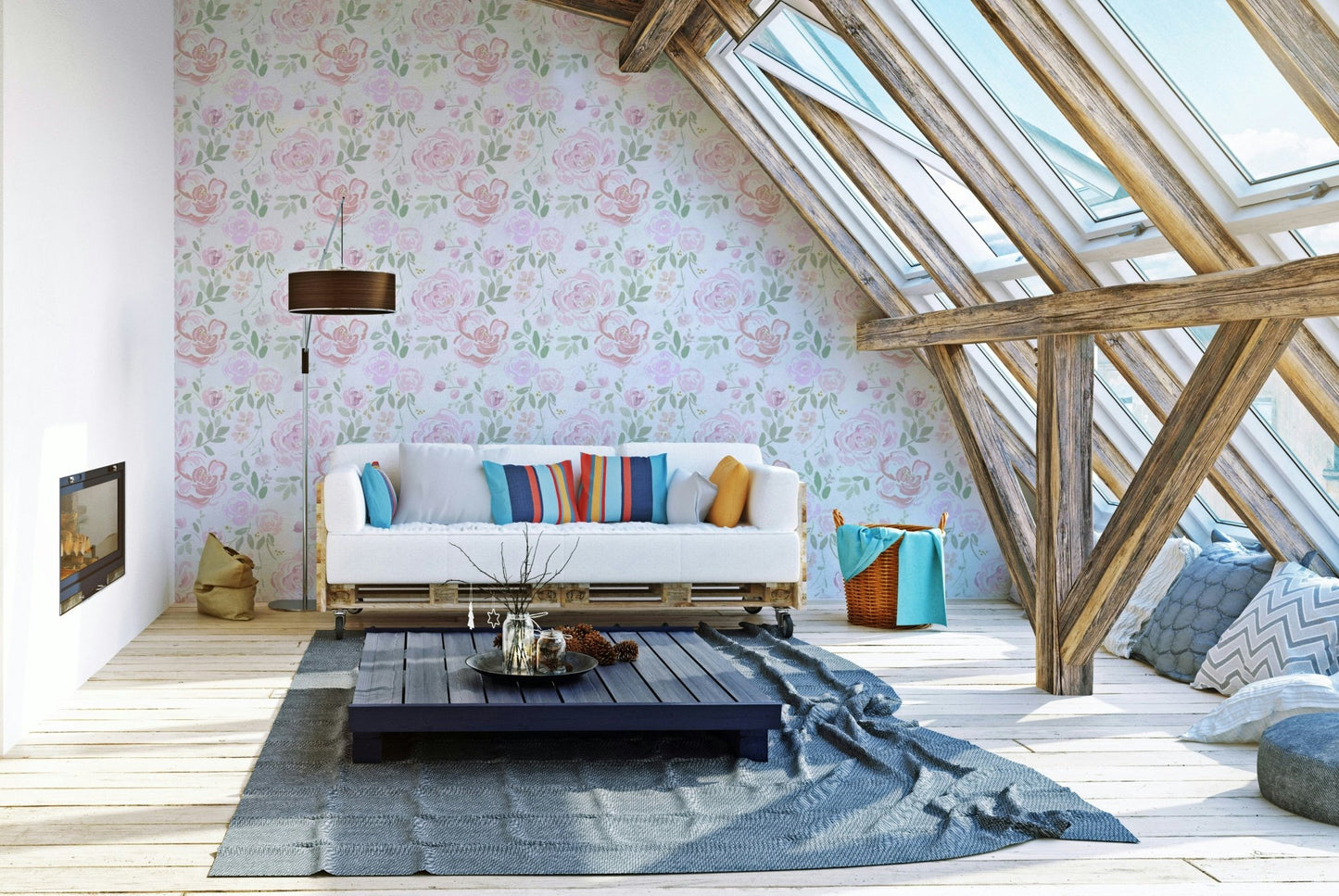 Shabby chic wallcovering displaying romantic wild flora GD5074