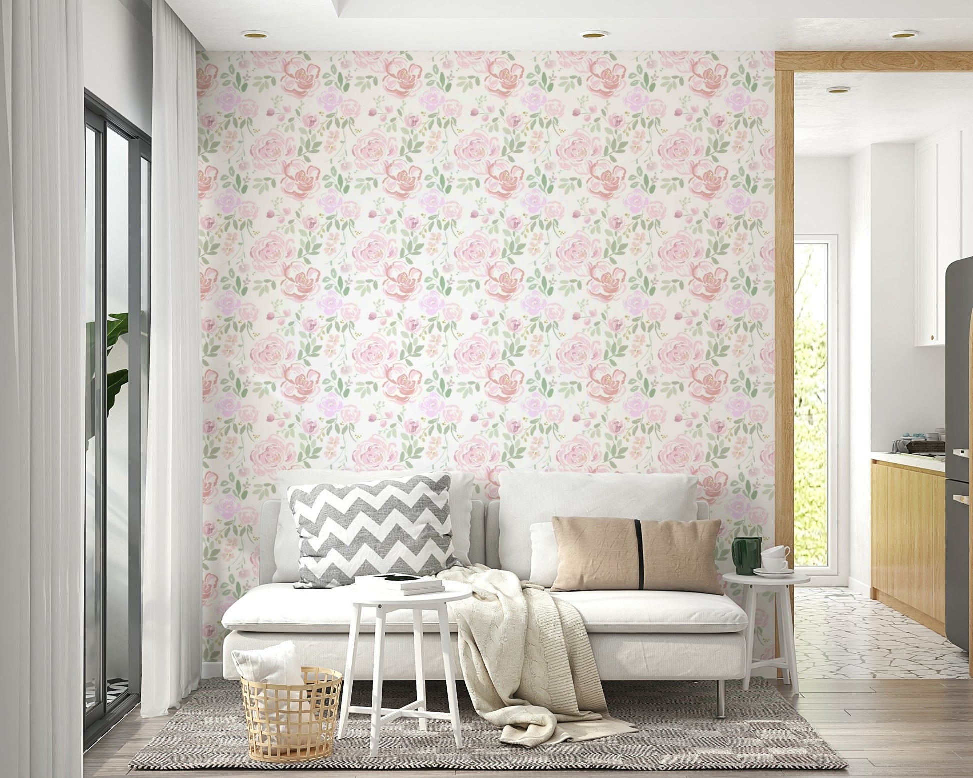 Rose Water Garden Wallpaper showcasing blush pink peonies GD5074