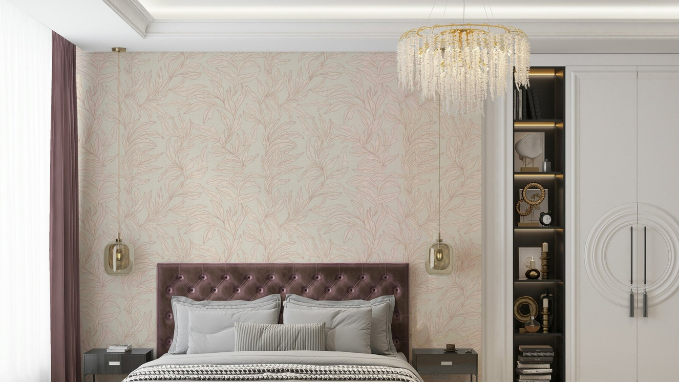 Nature-inspired soft pink wall mural


