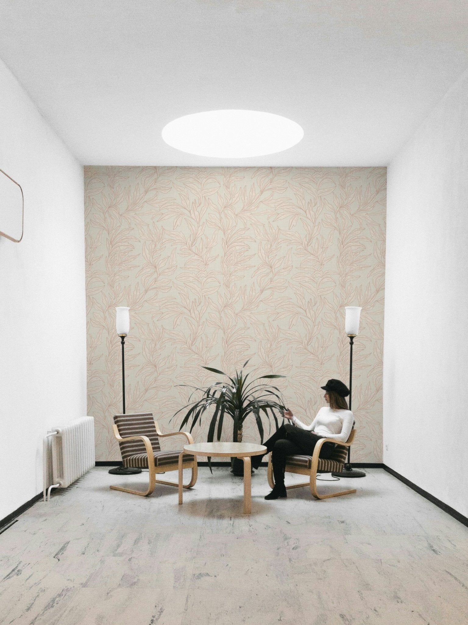 Gentle leaf pattern mural wallpaper, GD1002