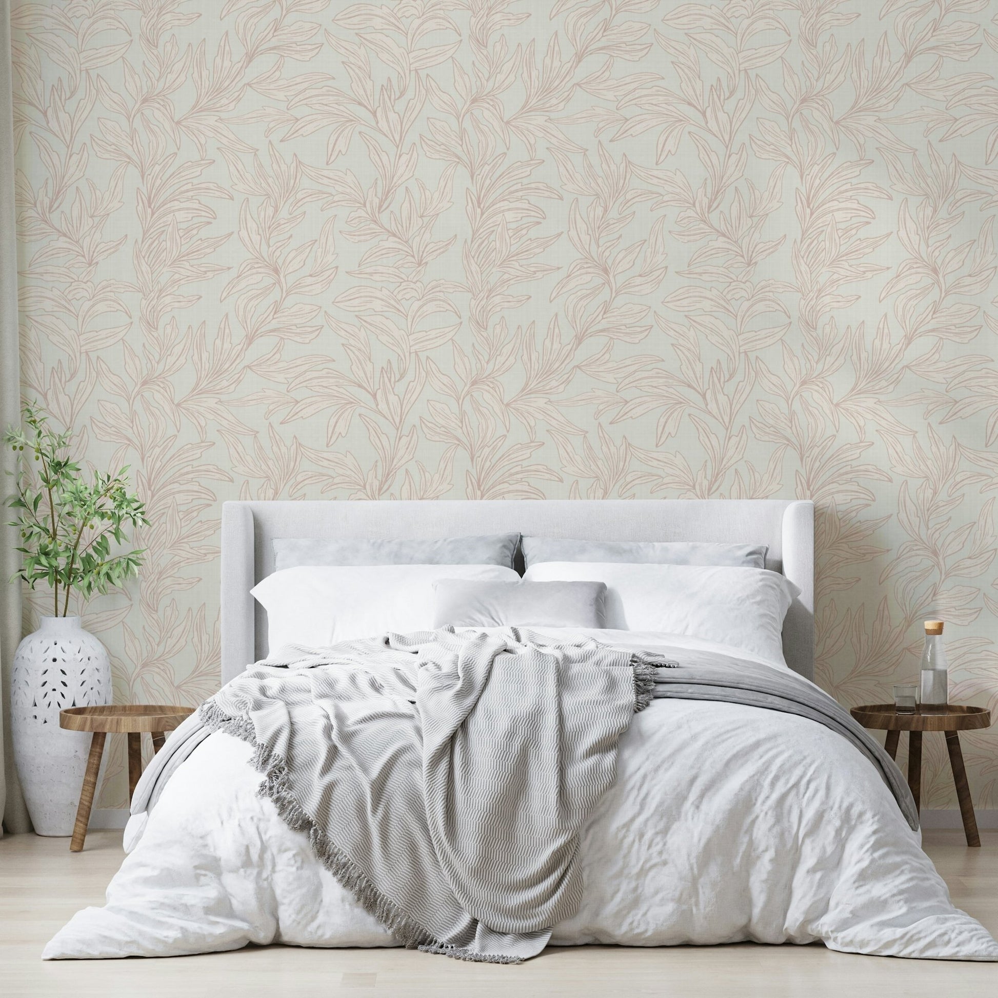 Soft pink leaf wallpaper for walls, GD1002