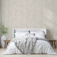 Soft pink leaf wallpaper for walls, GD1002